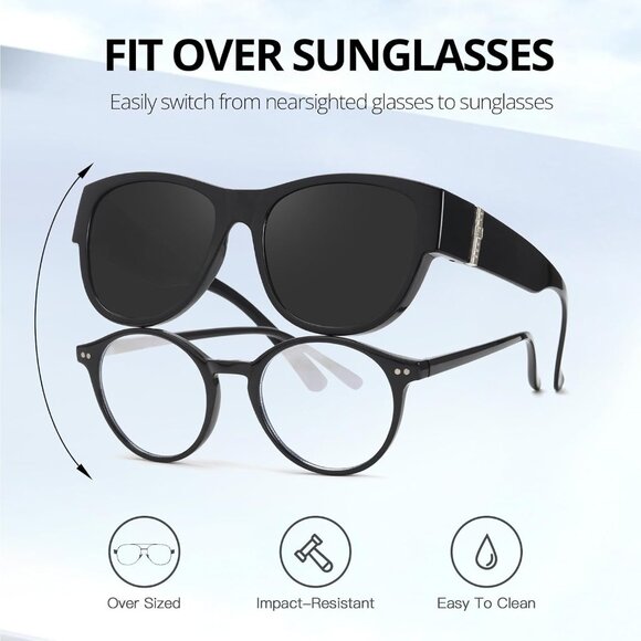 2 Pack Polarized Fit Over Glasses Sunglasses Women UV Protection Outdoor - Picture 8 of 8